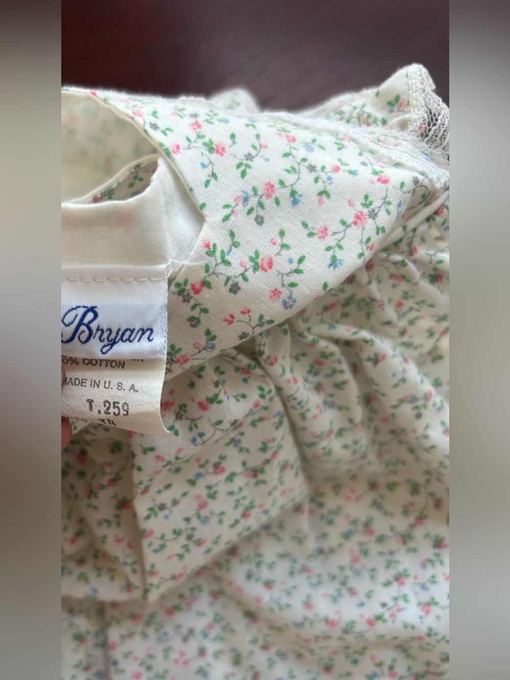 Vintage Bryan Girls Floral Prairie Dress Lace Ruffle Made in USA 80s 90s Cottage - Picture 6 of 6